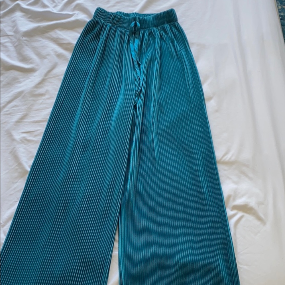 Teal flowy pants